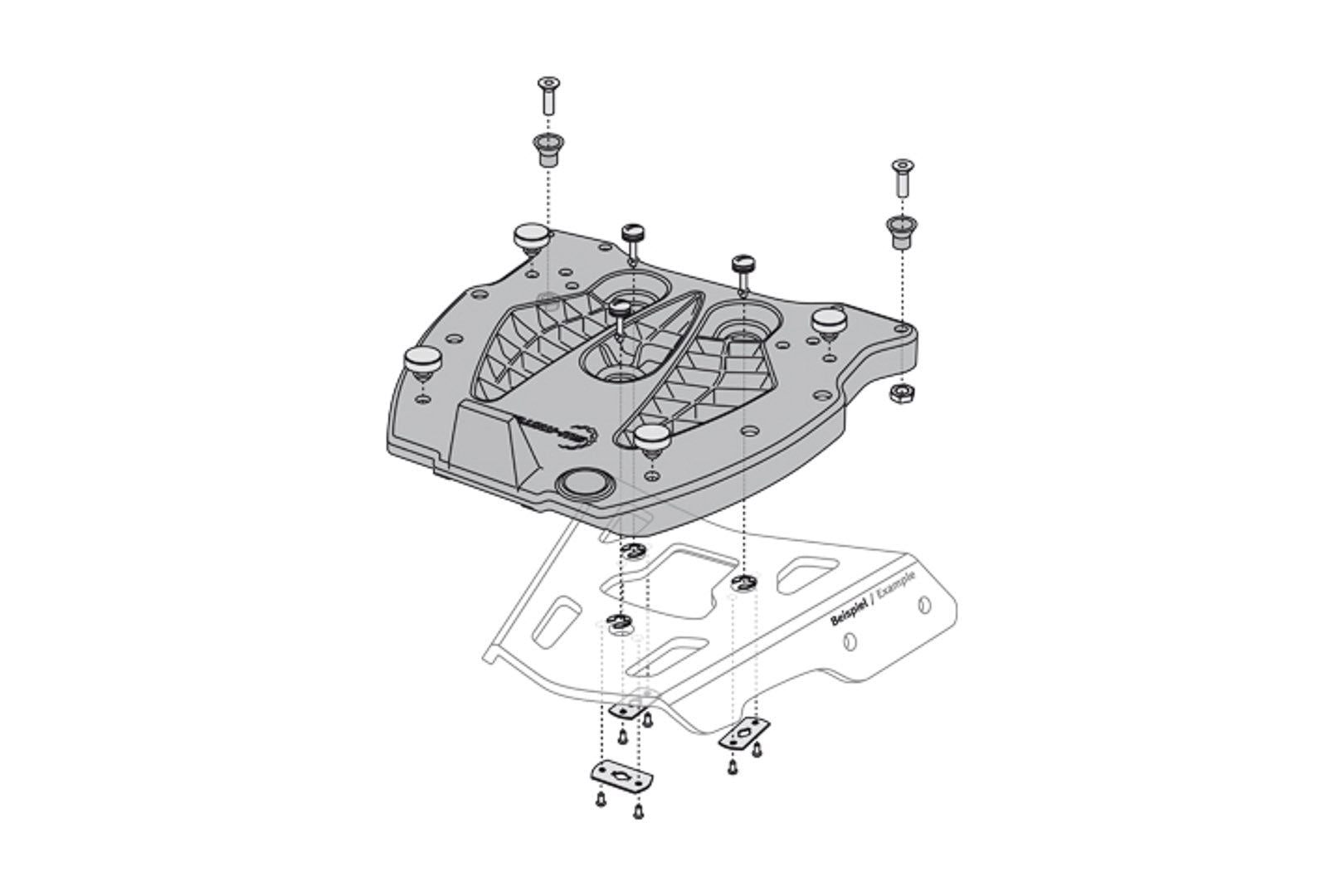 Adapter plate for ALU-RACK Black For Givi/Kappa Monokey